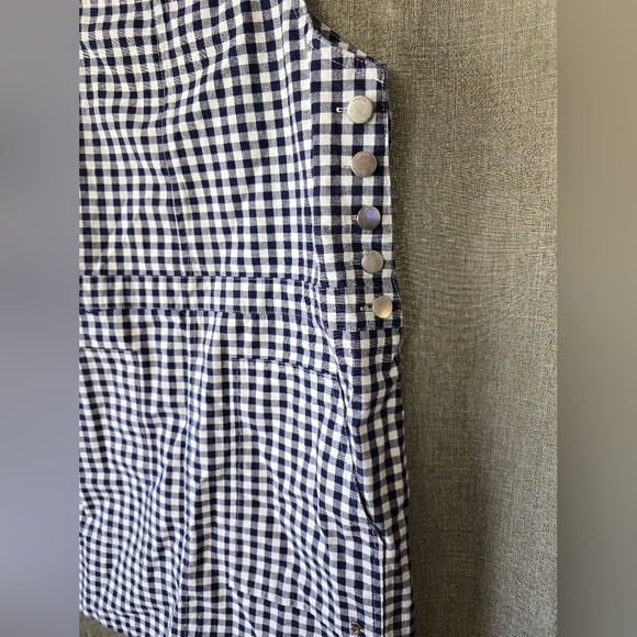 Volcom Georgia May Jagger Mini Overall Dress Gingham Blue Check Jumper Sz S - Picture 2 of 5